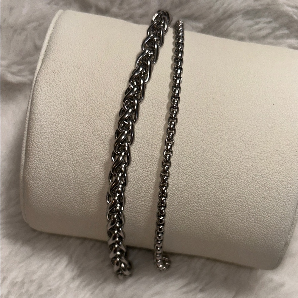 Elegant Silver Chain Bracelet Set